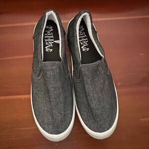 Size 8 Mad Love Charcoal Grey Canvas Slip-ons